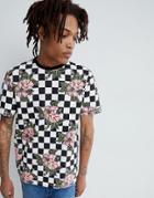 Asos Design Relaxed T-shirt With All Over Checkerboard And Floral Print - Multi