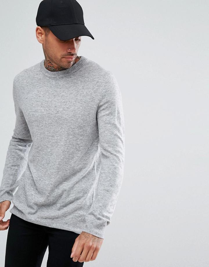 Pull & Bear Lightweight Sweater In Light Gray - Gray