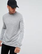 Pull & Bear Lightweight Sweater In Light Gray - Gray