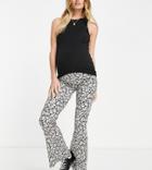 Topshop Maternity Crinkle Flared Pants In Floral Print-multi