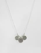 Asos Necklace With Triple Emboss Pendant - Silver