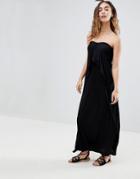 Asos Layered Bandeau Jersey Maxi Beach Dress - Black