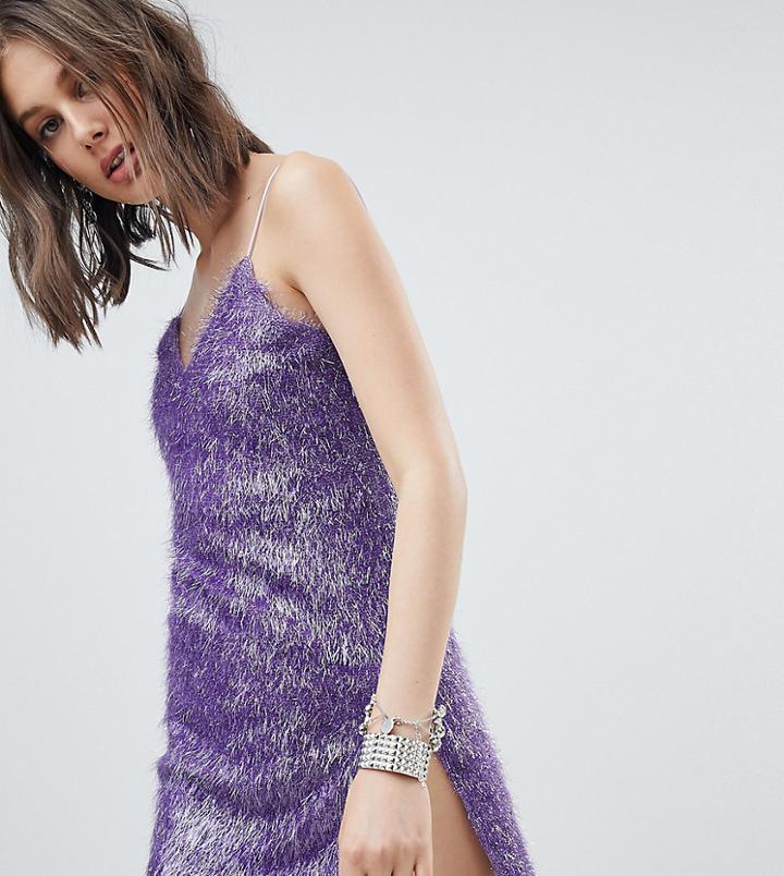 One Above Another Cami Dress In Sparkle Fabric - Purple