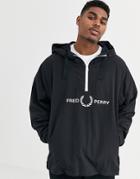 Fred Perry Overhead Hooded Jacket With Chest Logo In Black