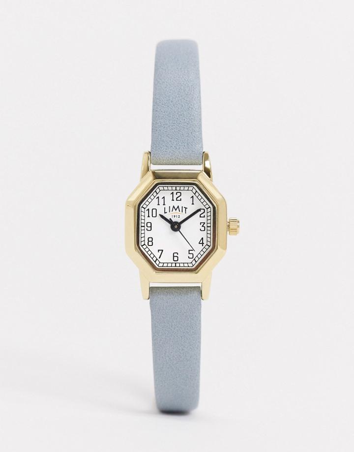 Limit Faux Leather Watch In Blue With Octagonal Dial-blues