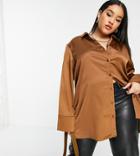 Extro & Vert Plus Oversized Shirt In Midnight Brown