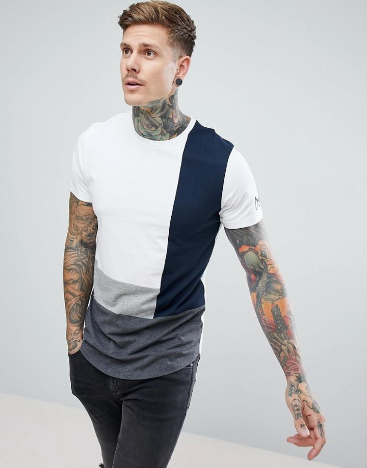 Jack & Jones Originals Longline Color Block T-shirt - White
