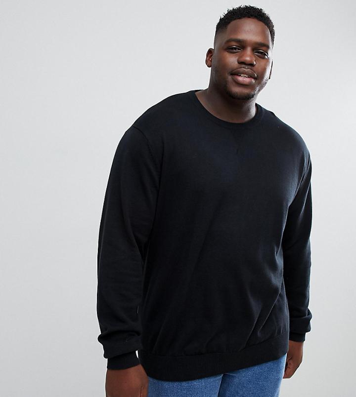 Jacamo Plus Knitted Sweater In Black - Black