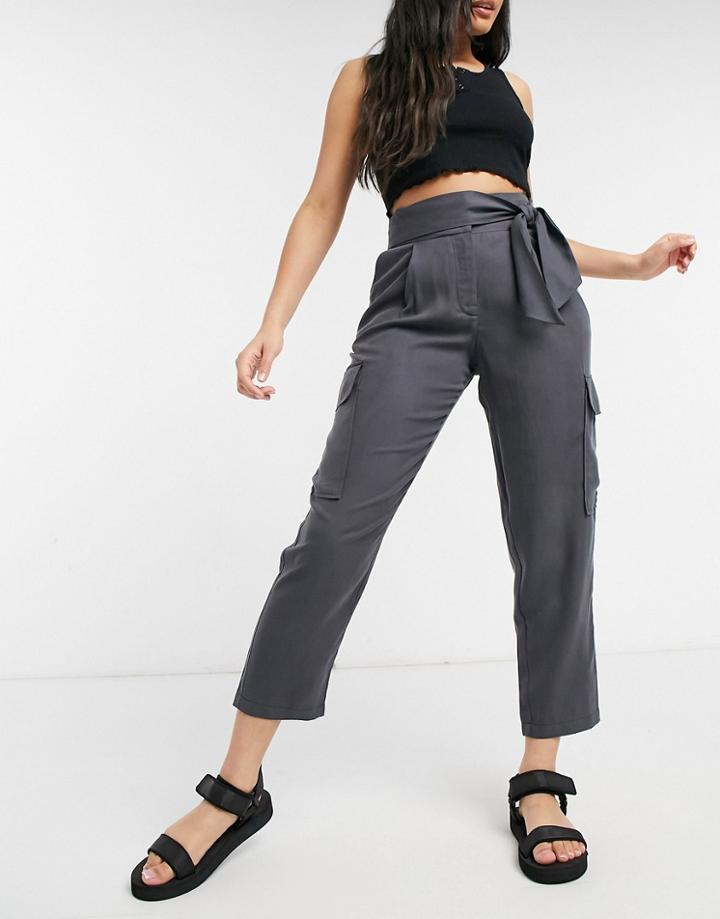 Oasis Soft Utility Pants In Dark Gray-grey