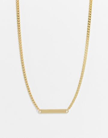 Designb London Curve Necklace With Flat Pendant In Gold