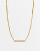 Designb London Curve Necklace With Flat Pendant In Gold