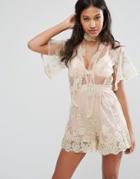 Love & Other Things Lace Romper - Pink