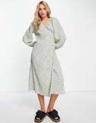 Object Elli Printed Wrap Dress In Green Multi