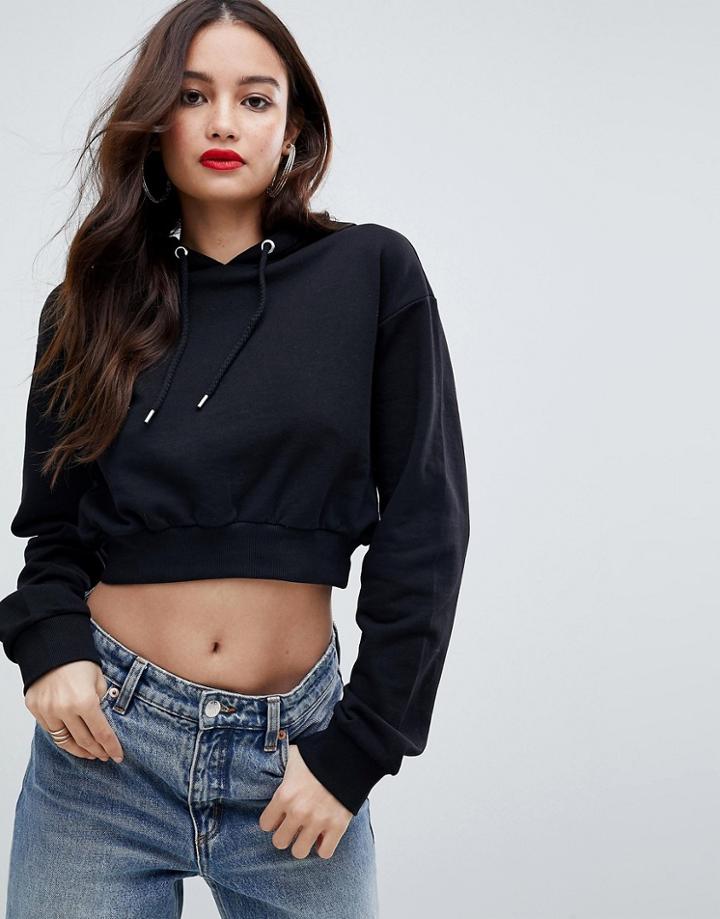 Asos Design Super Crop Hoodie - Black
