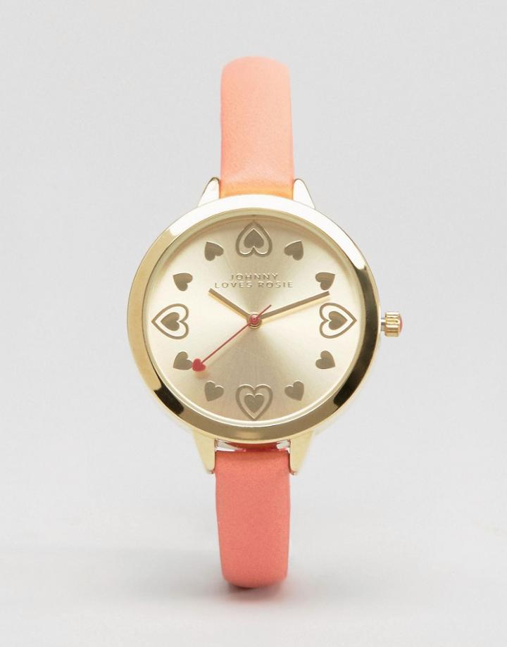 Johnny Loves Rosie Silver Heart Watch - Silver