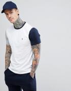 Original Penguin Small Logo Slim Fit Color Block T-shirt In White/gray/navy - White