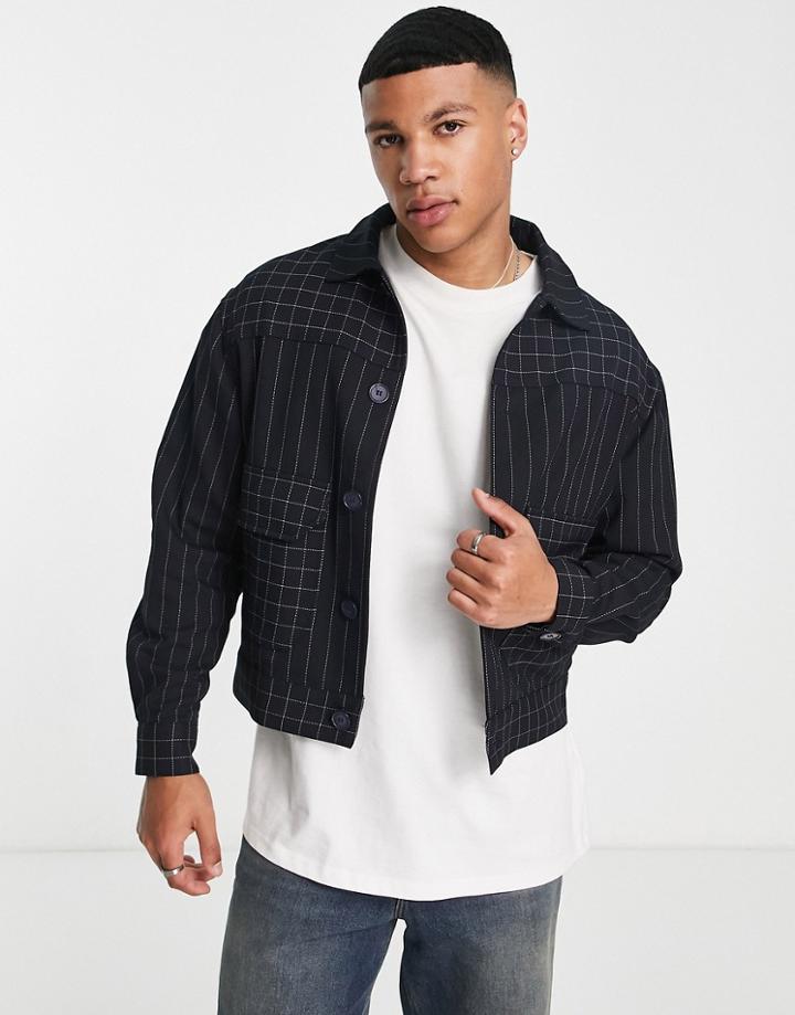 River Island Worker Jacket In Navy