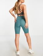 Asos 4505 Deep Wrap Waist Legging Shorts-green