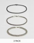 Asos Bracelet Pack With Mixed Chains - Silver