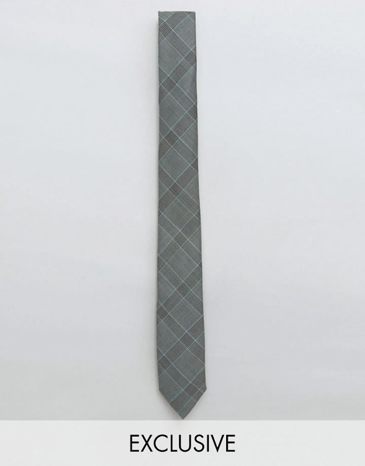 Heart & Dagger Blade Tie In Check - Green