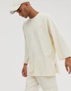 Asos Design Oversized Raglan T-shirt With Wide Sleeves In Beige