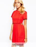 Fashion Union Layered Aline Dress With Pleat Front - Red