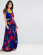 Louche Electra Rose Maxi Dress - Blue