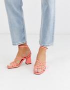 Asos Design Heartening Block Heeled Sandals In Hot Pink