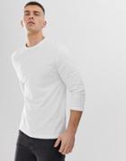Asos Design Relaxed 3/4 Sleeve T-shirt With Crew Neck In White - White