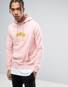 Criminal Damage Hoodie In Pink With Text - Pink