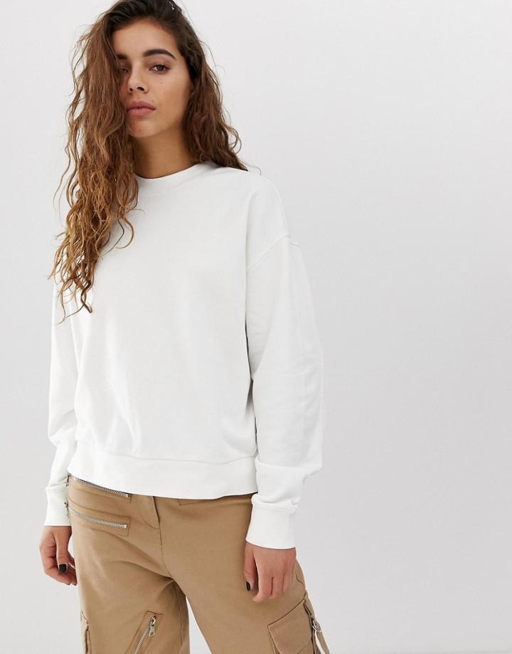 Weekday Huge Cropped Sweatshirt In White - White