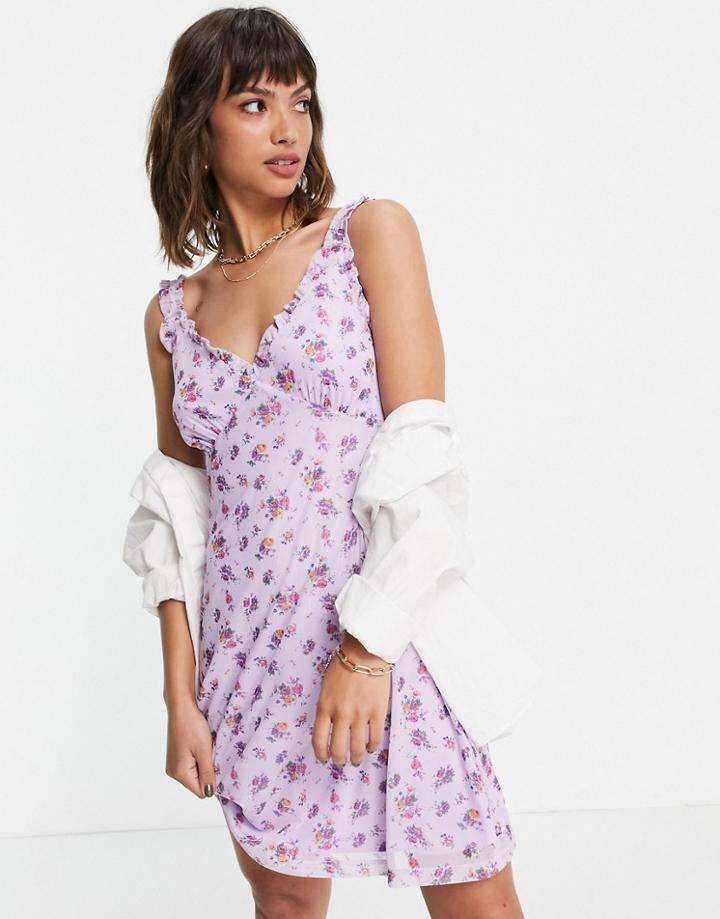 Vila Mini Cami Dress In Lilac Floral-multi