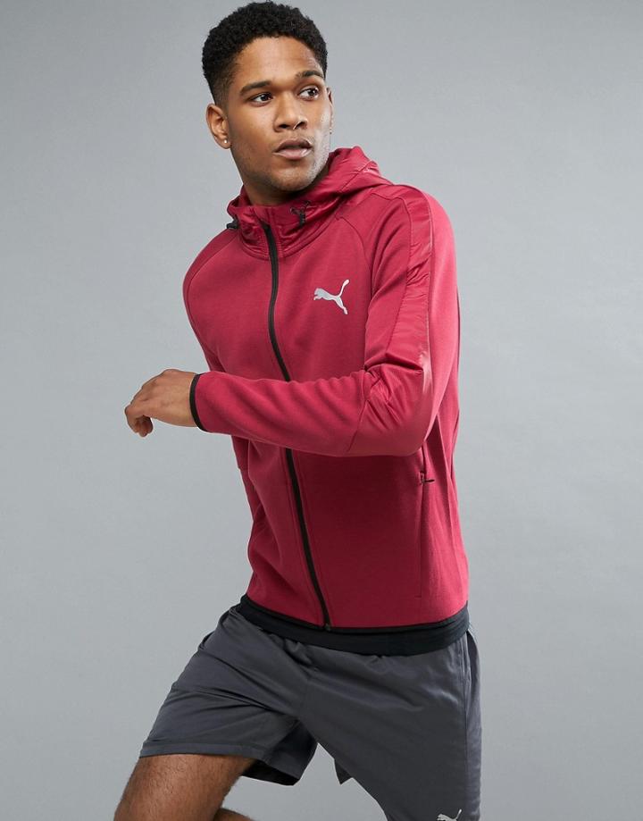 Puma Running Evostripe Shield Hoodie In Burgundy 59262409 - Red