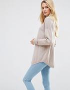 Asos Tunic With High Neck In Cashmere Mix - Pale Gray Marl