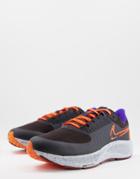 Nike Running Air Zoom Pegasus 38 Shield Sneakers In Black And Orange