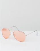 Jeepers Peepers Aviator Rose Gold Sunglasses With Pink Tinted Lens - Pink