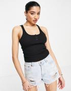 Asos Design Button Front Tank Top In Black