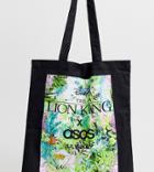 Disney The Lion King X Asos Design Unisex Tote Bag With Limited Edition Jungle Print-black