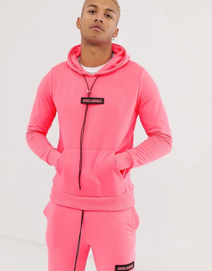 Night Addict Neon Pink Hoodie - Orange
