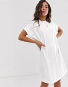 Asos Design Grown On Sleeve T-shirt Dress-white