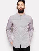Farah Gingham Shirt With Dobby Slim Fit - Bordeaux