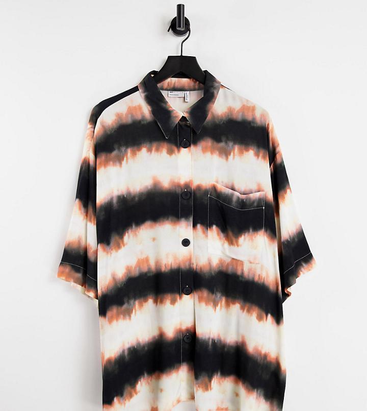 Asos Design Curve Short Sleeve Shirt In Tie Dye-multi