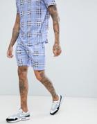 Boohooman Shorts Two-piece In Light Blue Check - Blue
