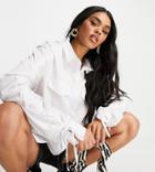 Missyempire Exclusive Oversized Ruched Shirt In White