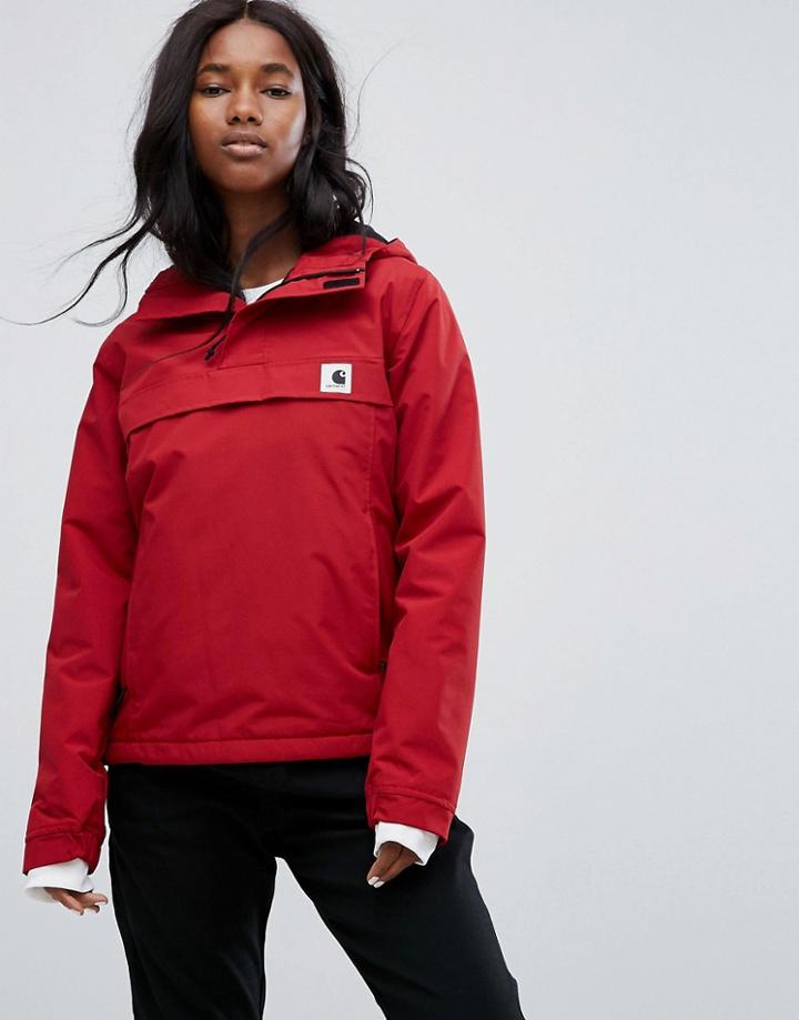 Carhartt Wip Pullover Jacket In Water Repellant Fabric With Hood - Red