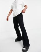 Asos Design Skinny Flared Sweatpants In Ribbed Black