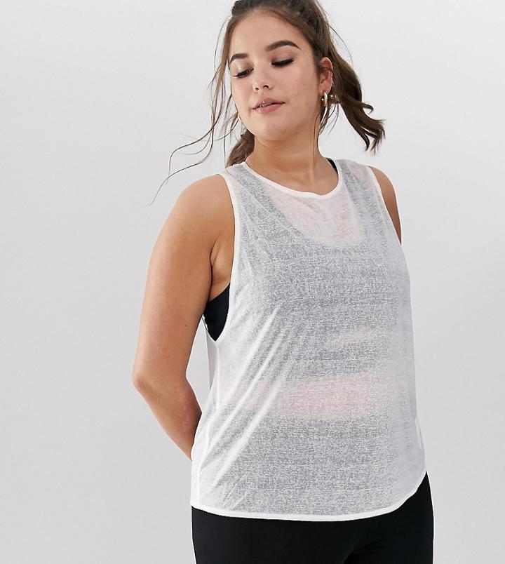 Asos 4505 Curve Sheer Athleisure Tank - White