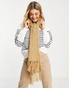 Boardmans Cable Knitted Scarf In Camel-neutral