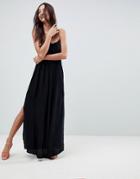 Asos Pleated Smock Maxi Cami Dress - Black