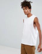 Asos Sleeveless T-shirt With Dropped Amrhole - White